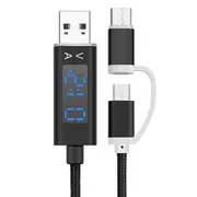 Bakeey 2 in 1 Current Voltage Display Type C Micro USB Nylon Braided Phone Cable for Samsung S9 S8