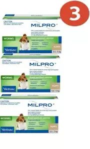 Milpro Broad Spectrum Wormer Small Dog 0.5-5kg 6 tablets Milbemax Alternative