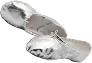 [missfiona] Women's Bright PU Leather Ballet Belly Slippers Ballroom Dance Shoes with Suede Split-Sole