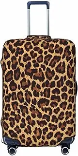 [CADREWY] leopard patterned wallpaper Print Travel Suitcase Cover Luggage Protector with Elastic Anti Scratch for Carry On, Black, Small