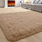 Soft Area Rugs for Bedroom Living Room Fluffy Carpets, 5 x 8 Feet Light Tan