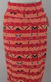 LuLaRoe Cassie Skirt Multicolor Red Stripes Pull-On Pencil Skirt Size Small