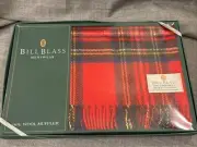 Bill Blass Menswear 100% Lambswool Muffler Scarf Plaid England NIB
