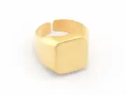 Signet Ring Adjustable Blank - Matte Gold Brass 19mm 9US inner size 3404