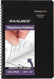 AT-A-GLANCE Telephone Address Book, Large Print, 500 Entries, 4-3/4" x 8", Black (80LP1105)