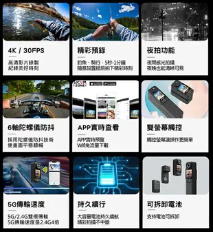SJCAM C300 手持版/口袋版 4K高清WIFI 雙螢幕觸控 可拆卸式微型攝影機/迷你相機/運動攝影機