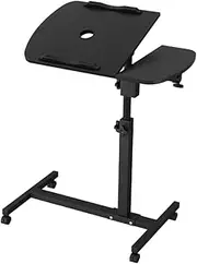 Artiss Laptop Table, Adjustable Stand Desk Desktop Computer Standing Study Desks Bed Side Tables Home Office Travel Studio Furniture, with Fan Cooler 360° Rotating Portable Black