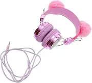 BRIGHTFUFU Adorable Cat Ear Headphones for Stylish Ear Wired Headset with Fur Ball for Music Videos Games Glittery Rhinestone Design Present