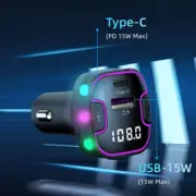 Bluetooth 5.3 Car Wireless FM Transmitter Adapter USB PD Charger Hands-Free Lot