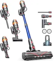 SMOTURE Cordless Vacuum Cleaner, 600W/45Kpa 60Mins Stick Vacuum for Home, Self-Standing Vacuum Cleaner with Mattress Brush, Wall Mount Charging, Auto Mode, Anti-Tangle Vacuum for Pet Hair/Carpet/Floor