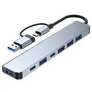 USB C Hub 7 in 1 Docking Station PD USB 3.0 Ports -Silver