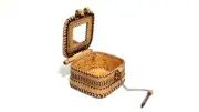 Wood Birch Bark Casket Box with Mirror Organikprodukt Handmade