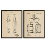 [Namly Design] Patent Drawing Poster - Beer Bottle and Pump / Set of 2