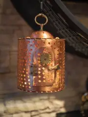 Handmade Copper Lantern Cylinder, Rustic Copper Lantern, Candle Holder