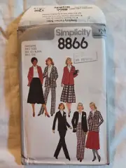 Simplicity 8866 Pattern Career Wardrobe SZ 22.5-24.5 Skirt Pants Jacket Uncut~