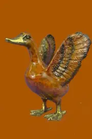 SOLID CAST BRONZE DUCK sculpture Garden Decor statue figure Multi Color Bronze