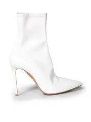 White Patent Leather Vinyl Sock Boots