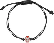 [Marvel] Childrens Sterling Silver Bracelet with Adjustable Leather Cord 18cm, Taglia unica, Sterling Silver