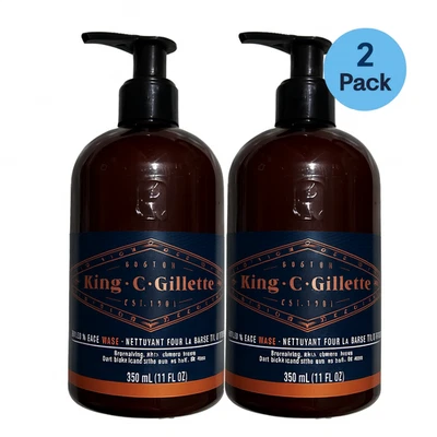 King C. Gillette Beard & Face Wash 11oz (350ml) 2 Pack New