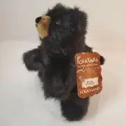 Vintage Folkmanis Folktails Black Bear Cub 9 inch Hand Puppet With Story Tag NOS