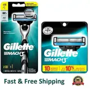12 Gillette Mach 3 Razor Blade Metal Handle Fit Turbo M3 Shaver Refill Cartridge