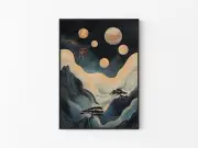 Solar System Abstract Japandi Bonsai Minimalistic Style Instant Space Planet