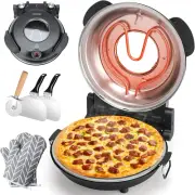 Electric Pizza Oven Indoor with Glazed Ceramic Stone, 12-Inch Portable Counterto