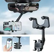 360° Rotate Review Mirror Phone Holder for Car Buckle Type Universal Adjustable Telescopic Car Rotatable Phone Holder for Car Compatible with All Mobile Phone
