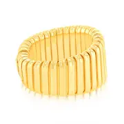 Sterling Silver Gold Plated Polished Ribbed Ring, M
