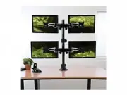 TygerClaw LCD6004 Quad-Arm Monitor Desk Mount Heavy Duty, Full Motion, Holds 4 S