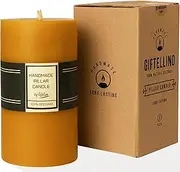 Giftellino Extra Large Pure Beeswax Pillar Candle - 80 Hour Burn Time - Unscented - Emergency & Ambience Use