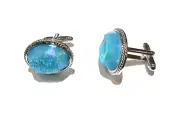 Taliver Shirt Cufflinks Faceted Turquoise Blue Purple Glass