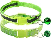 2-Pack Footprint & Reflective Cat Collar with Bell Basic Dog Cat Collar Buckle A