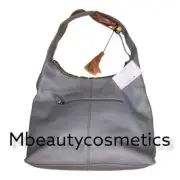 The Sak Huntley Leather Hobo Bag Dusty Blue Crochet