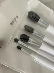 NEIMAN MARCUS Makeup Brush Roll Set of 5 pcs + SILVER Pouch ~ FREE SHIPPING ~