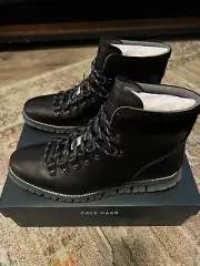 Cole Haan Mens 10.5 Zerogrand Casual Hiker Waterproof Boot Black Navy Blazer