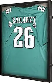 Odjaraye Jersey Frame Display Case – Large Sports Jersey Display Case, Lockable Jersey Shadow Box with 98% UV Protection for Football, Baseball, Basketball, Hockey, Soccer, Uniform, T-Shirt, Black