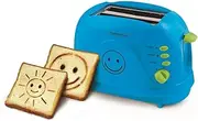 [Esperanza] Toaster 2 Slices with Smiley Picture Pattern and Timer, Sandwich Crumb Drawer, Blue