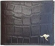 [Generic] Aboriginal Wallet - Leather - Kangaroo - Crocodile Skin, Dark Brown - Australia, Indigenous, Aboriginal Art