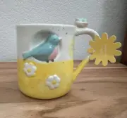 Bluebird Robin Springtime Coffee Mug w/ 3D Birds Nest Handle by Seeds & Sunshine