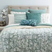 Sky Ombre Vines Reversible Green and White Floral King Duvet Set