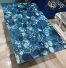 Stunning Blue Agate Stone Coffee Table Top, Agate Geode Living Room Decor Top