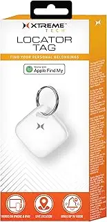 Xtreme Locator Tag Compatible with Apple Find My App (iOS only) Bluetooth Item Finder with Keychain, Key Finder, Live Location Tracker, 100dB Alert Ring, for Wallet, Keys, Pets, & Suitcases