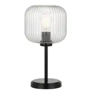Blaise Clear Ribbed Glass Black Table Lamp