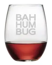 Susquehanna Glass Set of Four "Bah Hum Bug" 21oz Stemless Glasses