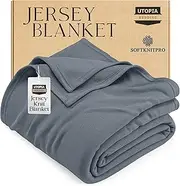 [Utopia Bedding] Knit Blanket King Size (90x102 Inches, Grey) Soft Lightweight Jersey Breathable Sweatshirt Blanket for Bed,Couch & Sofa