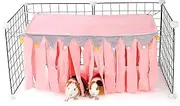 ONEJU Guinea Pig Hideout, Rectangular Top Hideout for Guinea Pig, Guinea Pig Hideouts, Four-sided Guinea Pig Hideouts for Guinea Pig, Bunny, Hamster, Chinchilla, Rabbit Without Metal Fences - Pink