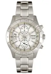 SEIKO Chronograph Mens Wide Date 100m Stainless Steel Watch SNN093 SNN093P1