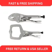 Eagle Grip 11 In C-Clamp/10 In Curved Jaw Locking Plier 2pc. Set
