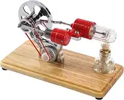 Labymos Stirling Engine Kit Electricity Generator Hot Air Motor Model Physical Generator Model with LED Light Flywheel Design Science Experiment Wooden Base DIY Education Toy for Teacher Adults Kids S